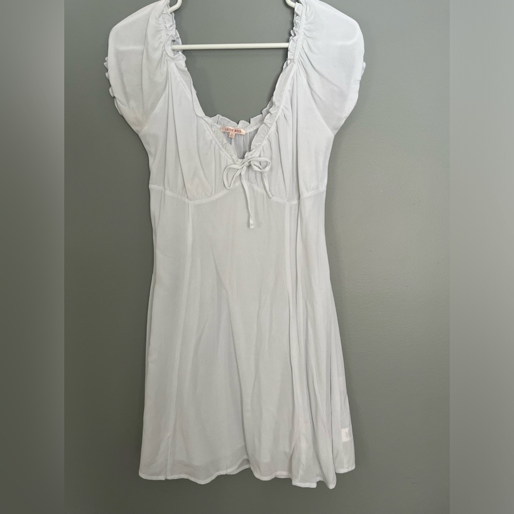 White Ruffle Mini Dress - Picture 2 of 6